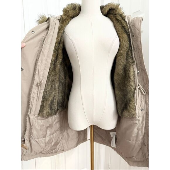 Abercrombie & Fitch Faux Fur Tan Hooded 3 In 1 Multi Wear Ultra Parka Jacket Sma - Picture 6 of 8